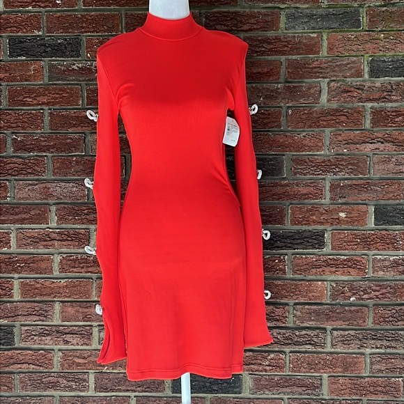 Mach & Mach Crystal Bow Rib-Knit Minidress Size UK10/US8 NWT - Picture 6 of 11